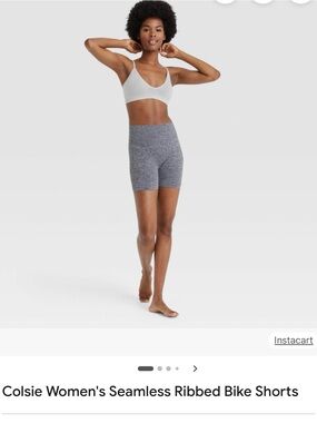 Women's Colsie Gray Ribbed Bike Shorts L